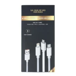 Cable 3 En 1 Micro USB, USB Tipo C, Lightning A USB -La Casa De Las Carcasaa cable 3 en 1 micro usb usb tipo c lightning a usb 2