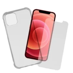 Pack Basique Pour IPhone 12: Coque Silicone Renforcée + Verre Trempé Transparent