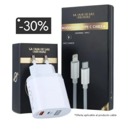 Pack Charge - Chargeur Charge Rapide USB/C + Cable Type C/Lightning